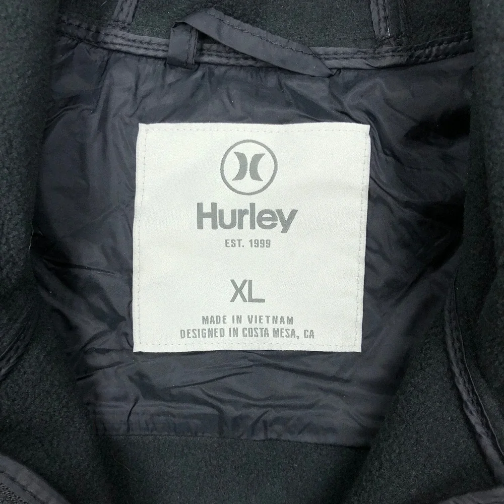 Hurley Mens XL Black Hybrid Puffer Softshell Hooded Jacket Full Zip 1524096